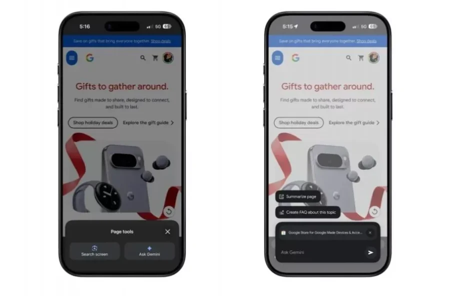 هوش مصنوعی جمینای در مرورگر کروم آیفون و آیپد فعال شد