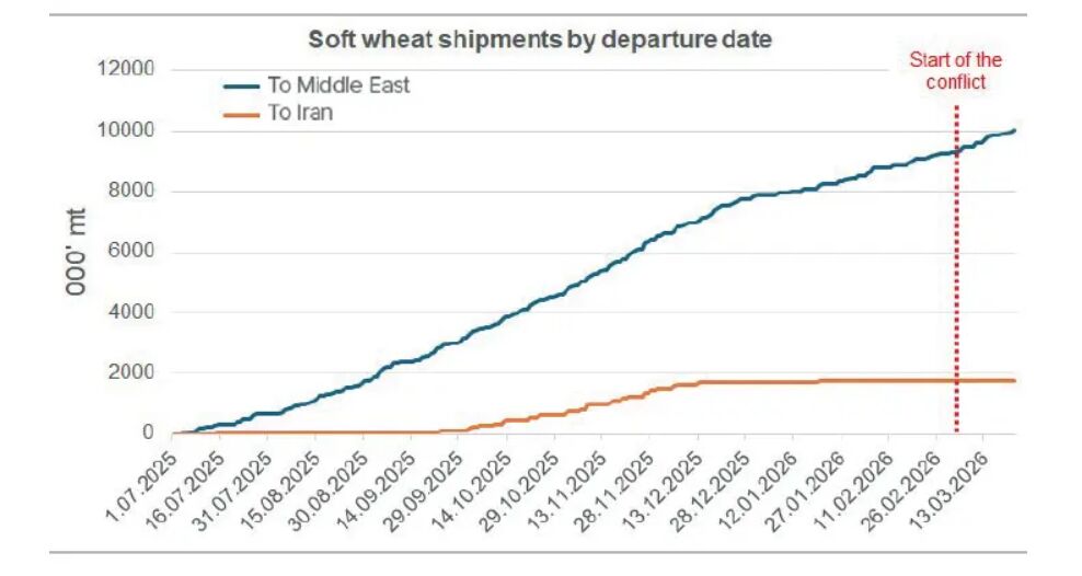 تجارت جهانی گندم در سایه بحران هرمز؛ قیمت صادرات گندم ۵ تا ۱۵دلار در تن افزایش یافته است تجارت جهانی گندم در سایه بحران هرمز؛ قیمت صادرات گندم ۵ تا ۱۵دلار در تن افزایش یافته است