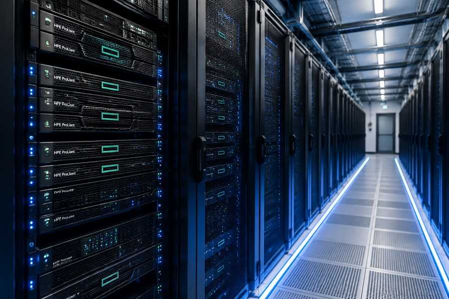 سرورهای HPE ProLiant در رک دیتاسنتر مدرن