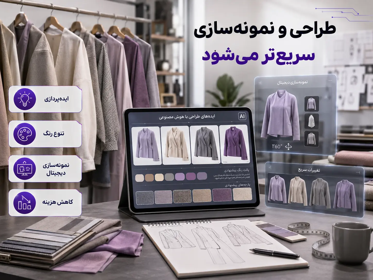 هوش مصنوعی در آینده چطور دنیای مد و استایل را متحول میکند؟ طراحی لباس و نمونهسازی دیجیتال با هوش مصنوعی و بررسی رنگ و پارچه