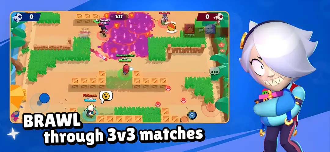 محیط بازی برول استرز (Brawl Stars) در حالت مسابقات سه به سه